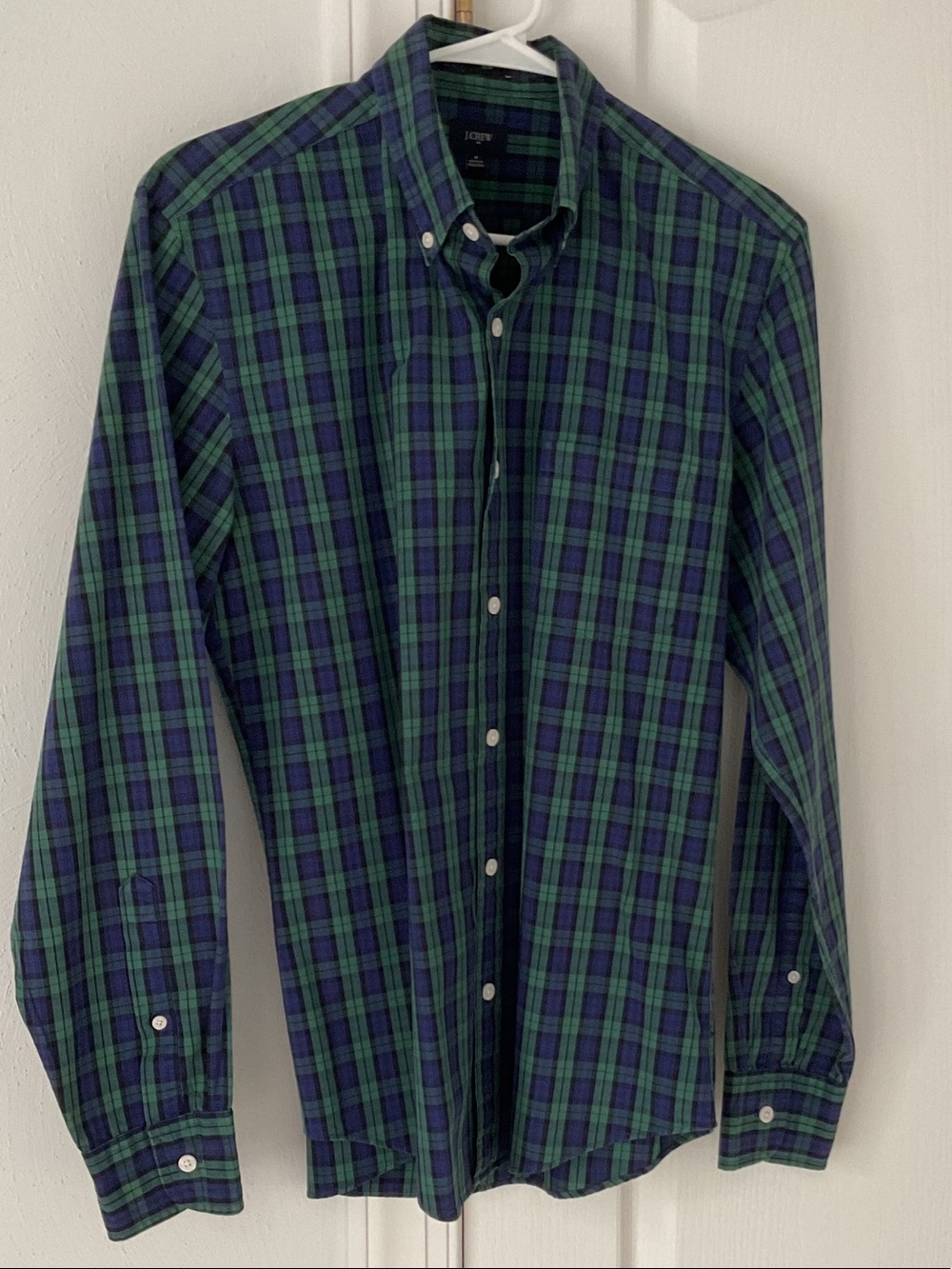 J. Crew Men’s Blue and Green Plaid Button-Down Shirt M